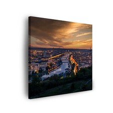 CANVAS Leinwandbilder XXL Wandbilder Kunstdruck Architektur in Rouen am Abend