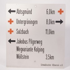 Schw. Albverein Wegweiser Schild Abtsgmünd Untergröningen Sulzbach Jakobsweg