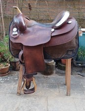 Diamond C Westernsattel 16" braun breit XFQ Silverplates Rohhauthorn Silvercap