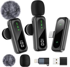 FSXEU Kabellos Lavalier Mikrofon für iPhone/Android/Pc Mini Ansteckmikrofon mit
