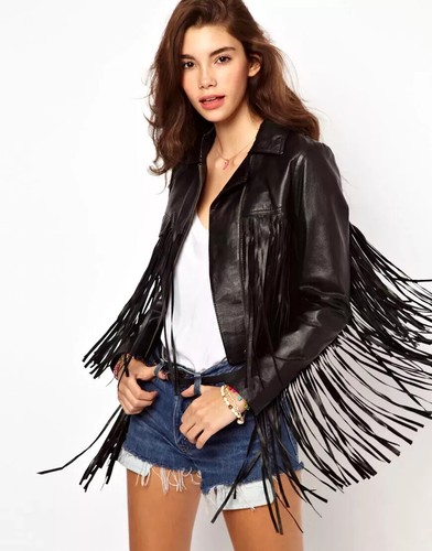 Echt lammfell fransen jacke - lammfell,