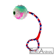 Hunde Spielball 6cm Naturgummi Wurfball Ball Jumper am Seil Schleuderball L=30cm