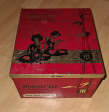 antike Vintage Messmer-Tee Blechdose Rot Asia Motive Gastronomie Teebeutel
