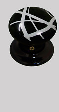 Schwarz porcelain Einzel Türknauf (Drücken & Ziehen) White Linien Design