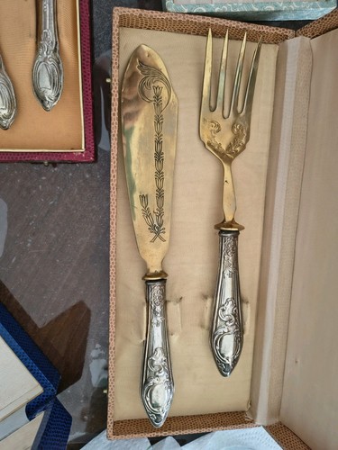 Antikes fischvorlegebesteck - fischvorlegebesteck, /