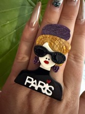 Vintage Brosche Anstecker böhmisch Deko Schmuck Geschenk Paris elegant