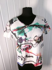 Top T-Shirt weiß bedruckt ABENTEUER DER LEINWAND klein 46 42/44 kurzarm