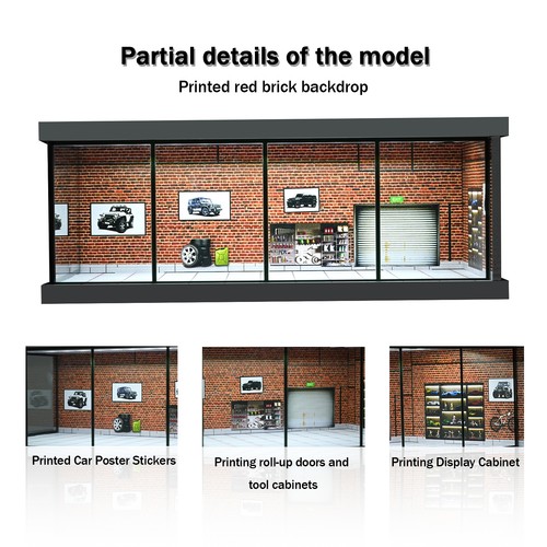 Diorama garage modell - garage, led