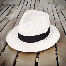 Packbarer Strohhalm Sommer Panama Fedora Hut mit Band neu Urlaubsmütze Strandlicht