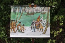 Rollkarte Schulwandkarte Wandkarte Columbus landet in der neuen Welt Lehrtafel