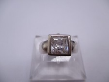 Damen Ring klassisch 925 Sterlingsilber Solitär Zirkonia Quadrat klar Rg 56/16