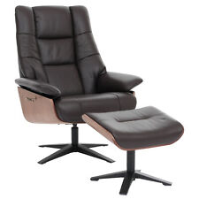 B-Ware MCA Relaxsessel + Hocker MCW-N57, Fernsehsessel, Holz Echtleder, braun