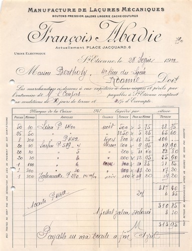 Rechnung 1922 manufaktur - rechnung, von