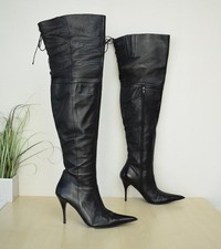 klasse Roberto Durville Echtleder High Heel Overknee Stiefel Gr. 38 spitz