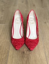 Christian Dior Pumps High Heels Stiletto Design Edel Sexy Rosen Satin Rot 36