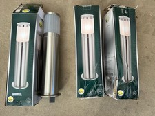 3x Sockel Leuchte Garten Veranda Terrassen Wege  Lampe Edelstahl Stand Strahler