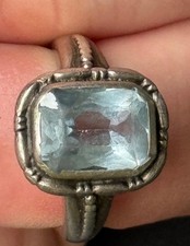 schöner 800er Silber Ring Antik mit blauem Stein  Aquamarin?? Grösse 55/7,5
