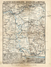 Bergstrasse Odenwald Original Lithografie Landkarte Bibl. Institut 1872