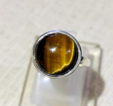 Ring mit Tigerauge, 925er Silber, Gr 18,8 - Braun