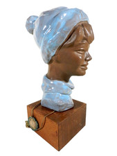 P. SERESTE' Belgien 50 / 60er Jahre Keramik ° signierter Terrakotta Kopf