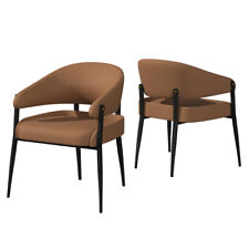 Armlehnenstuhl Kunstleder 2er Set Polsterstuhl Esszimmerstuhl Rot-Braun Khaki 