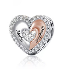 Mutter Tochter Rosegold Herz Charm Sterlingsilber 925 Mama Mama Liebe Geschenk