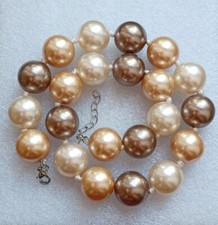 Perlen Kette Perlen Braun/Creme Kunststoff XXL Modeschmuck