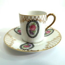 Rosenthal Kronach Moccatasse Goldrand Blumendekor