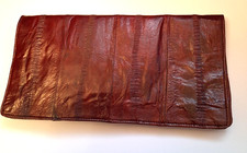 Luxus Vintage Aal Leder Geldbörse burgunderrot weich zart 70ger Jahre Unikat