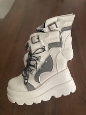 Punk Gothic Cosplay Halloween Boots Stiefel weiß/schwarz Gr. 37,5 NEU!!