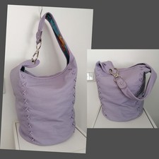 David Jones Hobo Bag Beutel Handtasche Kunstleder Lila Silber Tasche