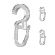 Gardinenhaken für Gardinenringe, Kunststoff-Faltenhaken transparent im Beutel