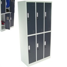 HW2 gering beschädigt Spind 6 Fächer Sechserspind Garderobenschrank Metall 57022