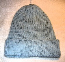 Doppelt selbstgestrickte hellblaue  Mütze für Damen Aufschlag Schurwolle