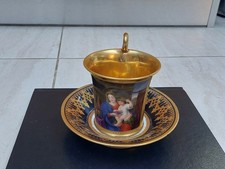 Paris (Darte Freres) Porzellan Goldschliff Tasse und Untertasse mit fein bemaltem P