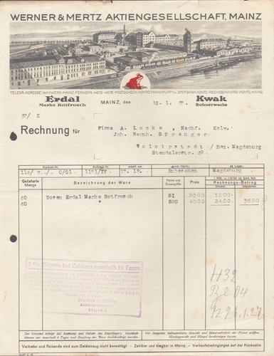 Mainz rechnung 1927 - rechnung,