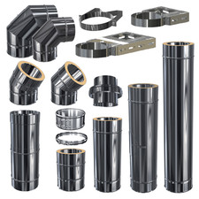 Edelstahl Ofenrohr Pelletrohr Kaminrohr Rauchrohr doppelwandig DW 80 - 200 mm