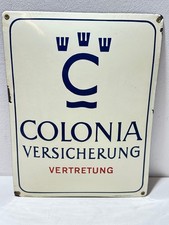 Emailschild Colonia Versicherung Vetretung 39,5 x 30,5 cm Ferro email gewölbt