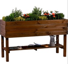 Großes Hochbeet mit Ablage inkl. Pflanzfolie Dunkelbraun Pflanzbeet Garten Beet