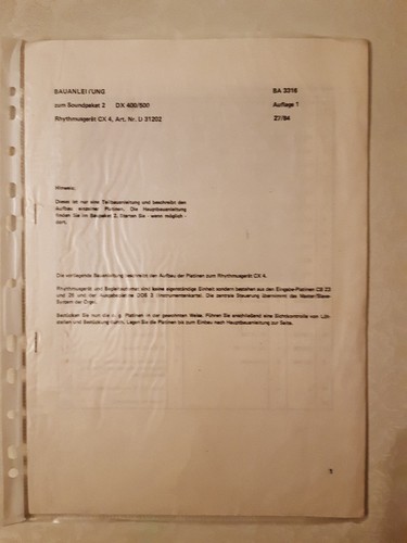 BA3315,WERSI,DX,Bauanleitung