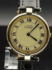 CARTIER must de AGENT 925/-  vergoldet Damen Uhr RETRO Quarz Swiss Made Top