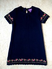 Mädchen Strickkleid Gr. 110 von Shrinking Violet mit Stickerei blau neuwertig