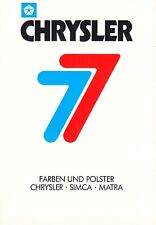 SIMCA CHRYSLER FARBEN POLSTER Prospekt Brochure mit 1000 Rallye I II 1977 28