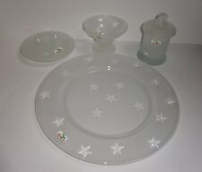 4er Set Glas Teller Teelichthalter Schale Gebäckdose Weihnachtsteller Montana