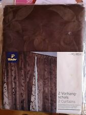 NEU Tchibo 2 x Wendegardine 140 x 245 cm braun doppellagig Taft floral Organza 