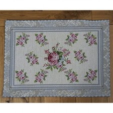 Tischdecke Mitteldecke Tischläufer Kissen Gobelin Rosendesign Nostalgisch grau