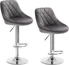 2x Barhocker Tresenhocker Design Hocker Barstuhl Stuhl Samt Hellgrau 138dgr-2