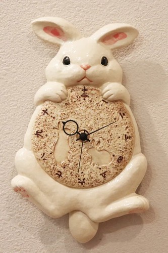 Keramik wanduhr mond hase - wanduhr:,