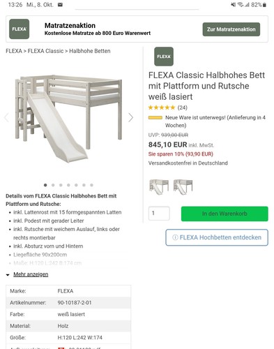 Kinderbett flexa halbhoch - flexa, mit