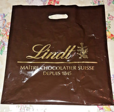 LINDT Tragetasche Einkaufstasche Plastik Tüte ca.45 x 43 cm Braun